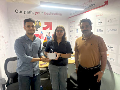 upGrad Jaipur Office - student and parents with the counselling team after their study abroad session